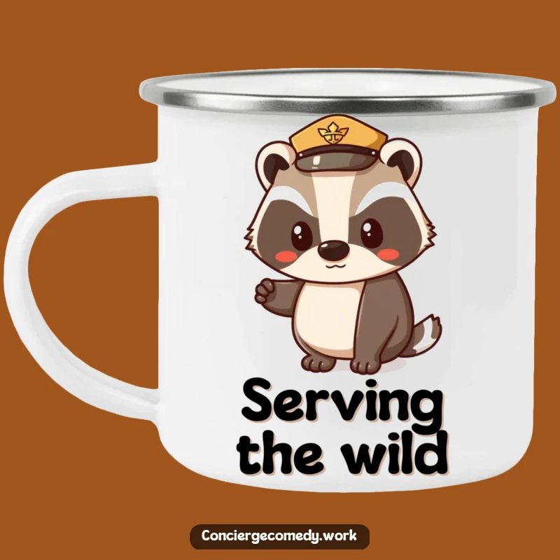 Funny Determined Badger Uniform Hat Camping Mug - Outdoor Polite Character