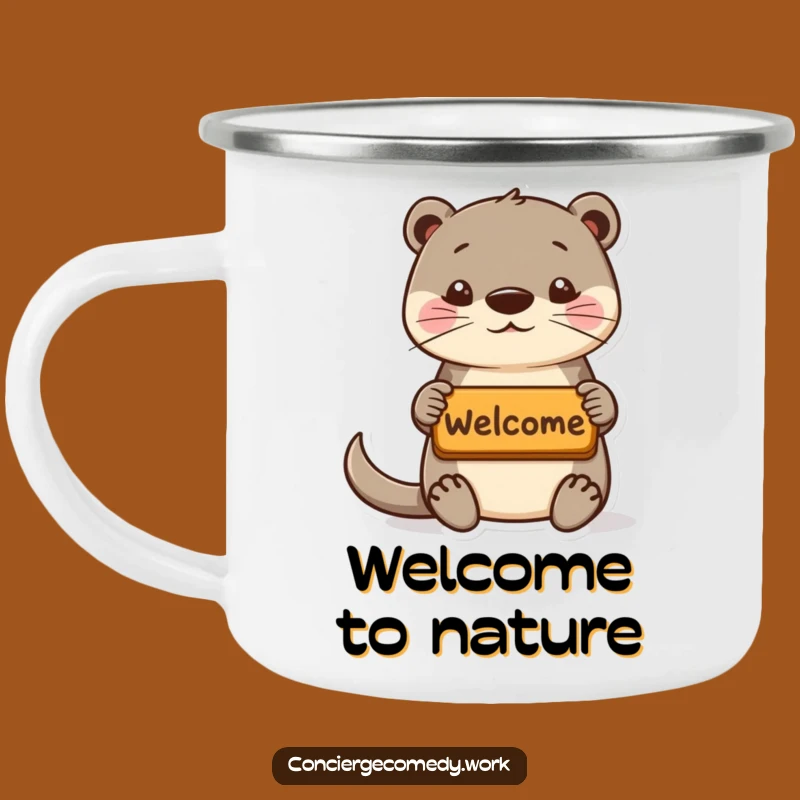 Funny Playful Otter Camping Mug, Adventure Welcome Cup, Perfect Funny Gift