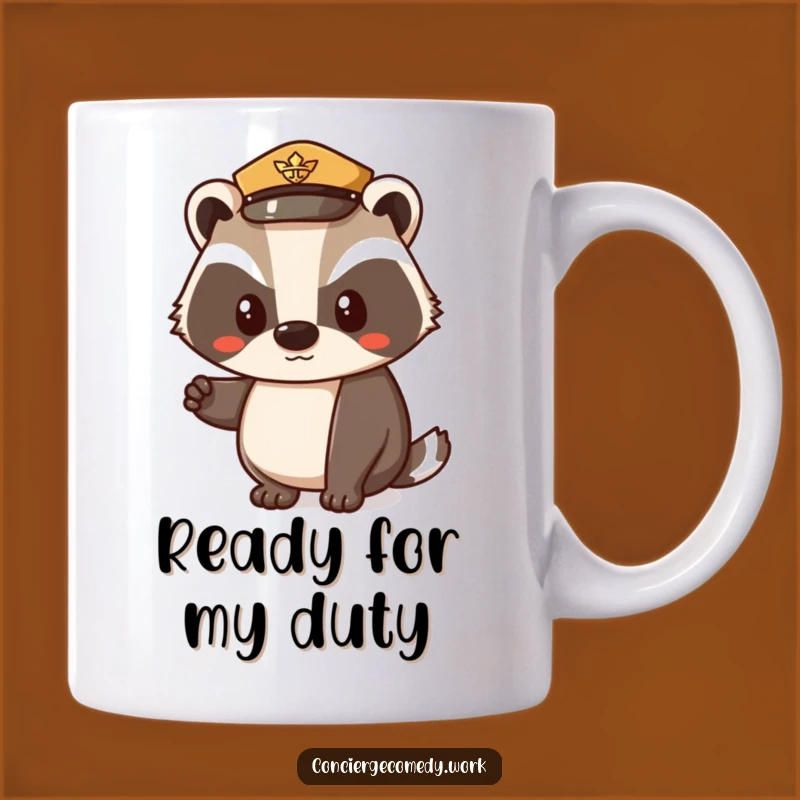 Funny Polite Badger Uniform Hat Mug - Determined Character Gift for Him