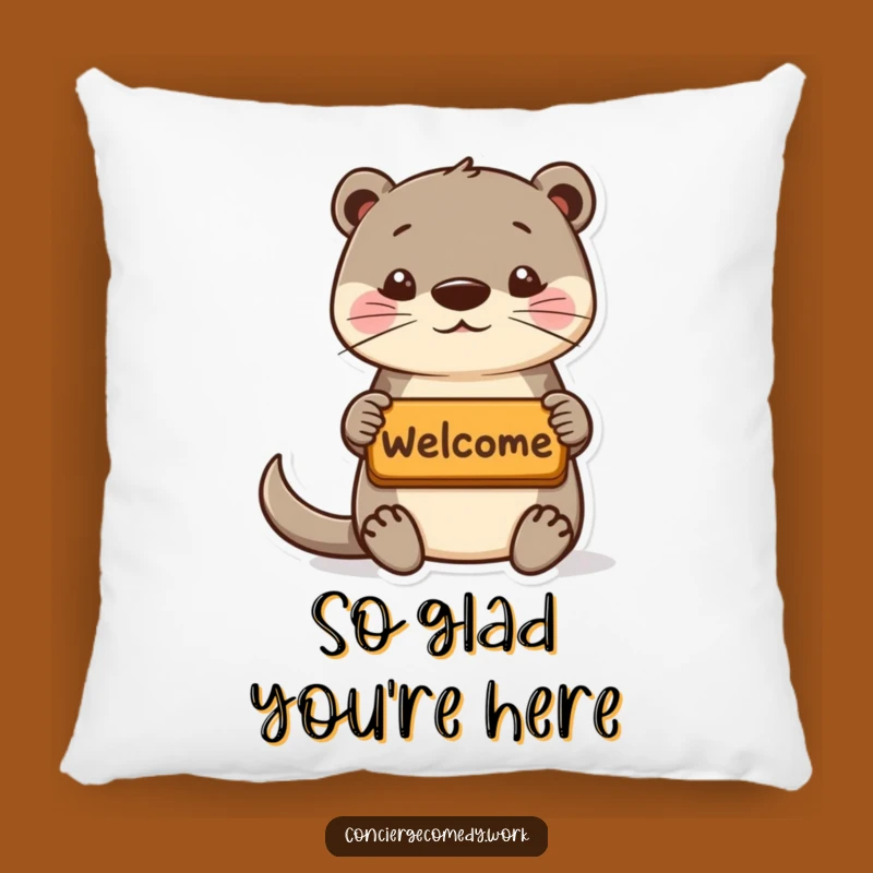 Funny Playful Otter Pillow, Cozy Welcome Decor, Perfect Funny Gift