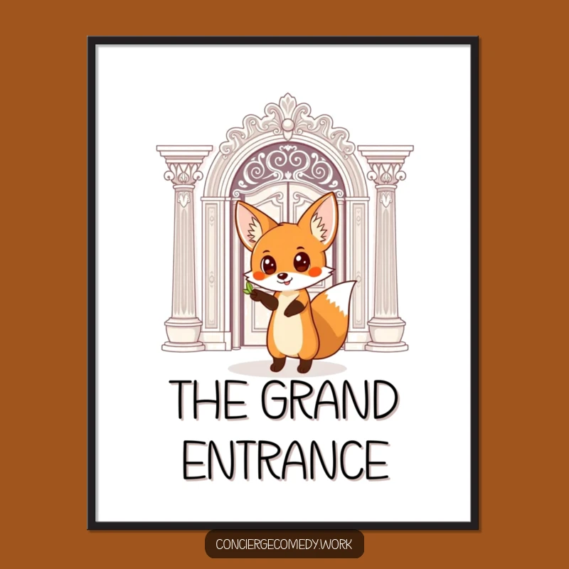 Funny Fox Doorway Digital Art: Instant Intrigue for Your Walls