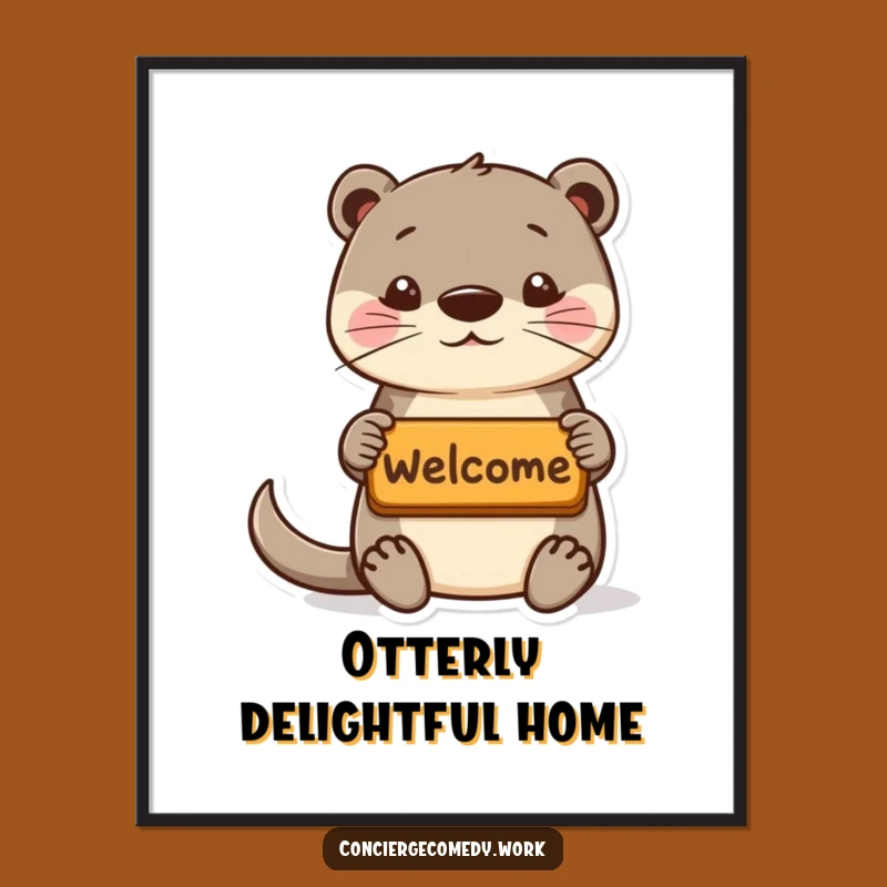 Funny Playful Otter Digital Art Print, Instant Welcome Decor, Hilarious Download