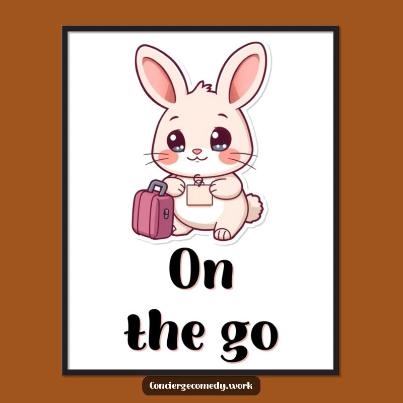 Funny Friendly Rabbit Digital Art Print, Instant Travel Decor, Hilarious Download