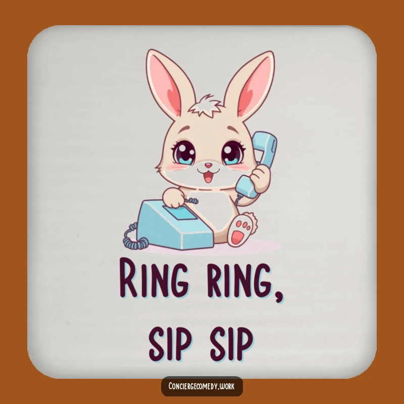 Funny Bunny Phone Coaster: Playful Rabbit Drink Protector, a Tiny Funny Gift
