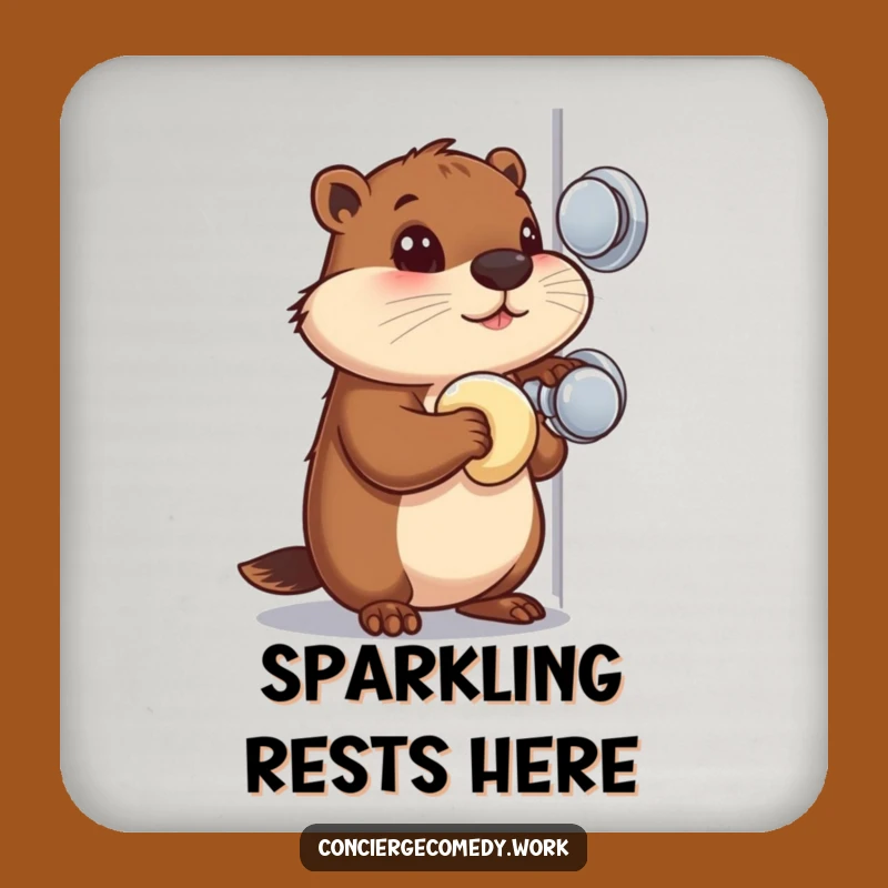 Funny Beaver Doorknob Drink Coaster: Protect Surfaces with Dedication
