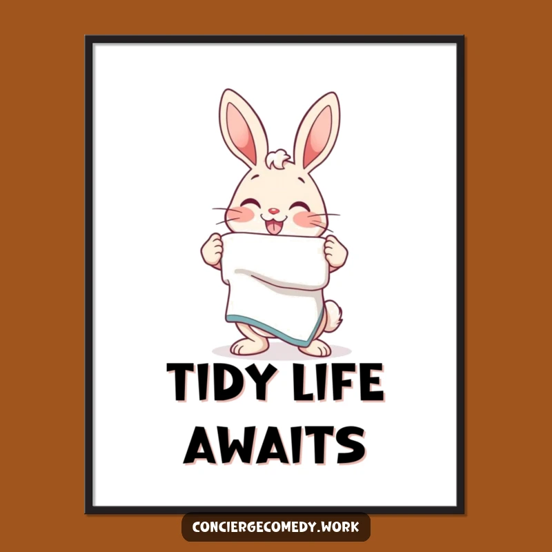Funny Bunny Towel Poster: Cheerful Wall Art for Any Room