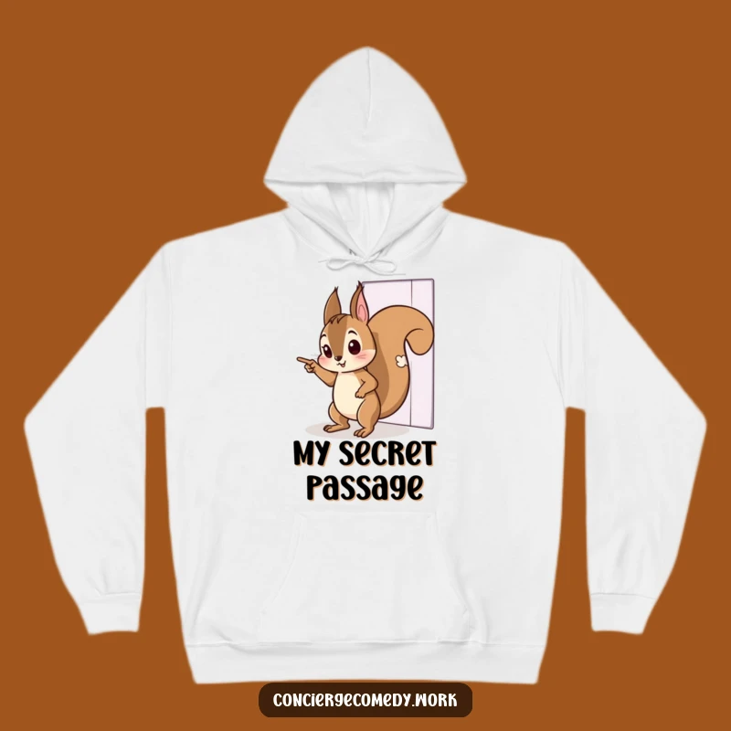 Funny Curious Squirrel Tiptoeing Hoodie - Cozy Invisible Door Adventure