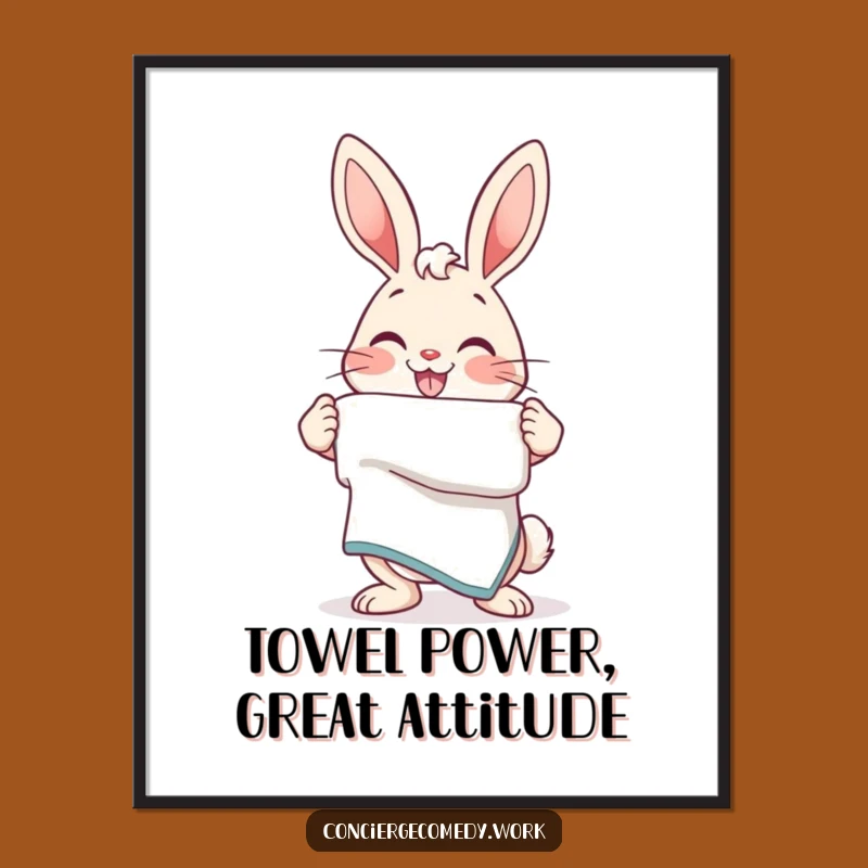 Funny Free Printable Wall Art: Bunny With Towel, Downloadable Art