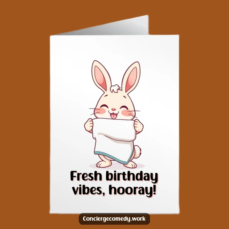 Free Printable Birthday Card: Bunny With Towel, Funny Downloadable Gift