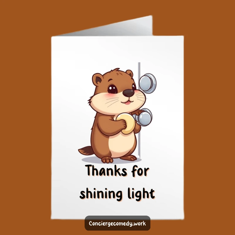 Free Printable Thank You Card: Beaver Polishing Knob, Funny Downloadable Gift