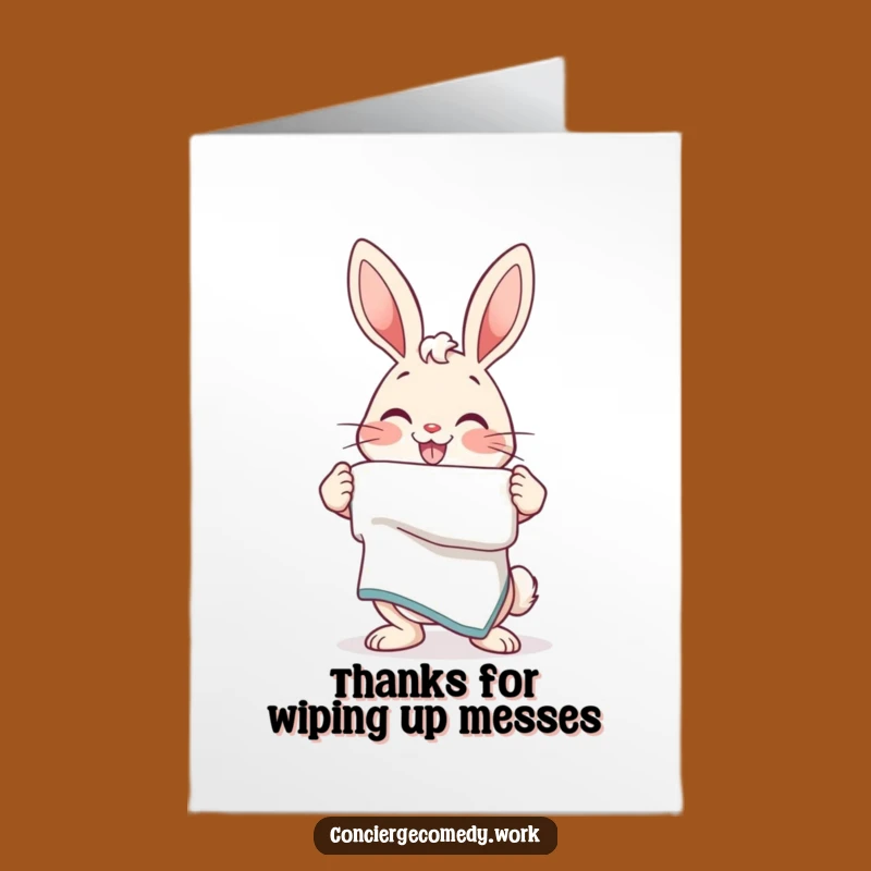 Free Printable Thank You Card: Bunny With Towel, Funny Downloadable Gift