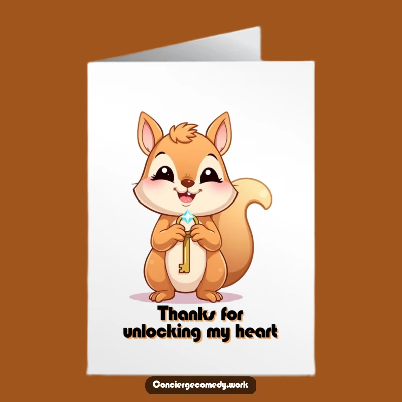 Free Printable Thank You Card: Squirrel With Key, Funny Downloadable Gift