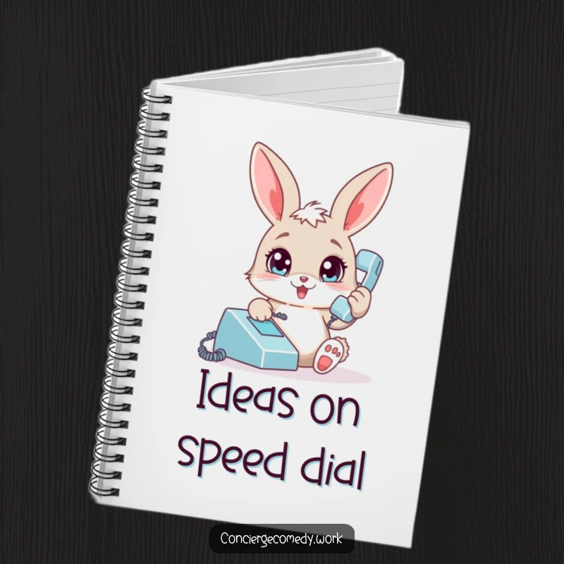 Funny bunny notebook, playful rabbit on the phone, journal for notes, perfect for a humorous and useful gift.