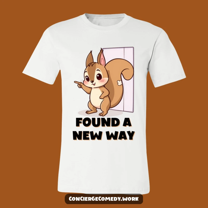Funny Curious Squirrel Tiptoeing T-Shirt - Pointing at Mystery Tee