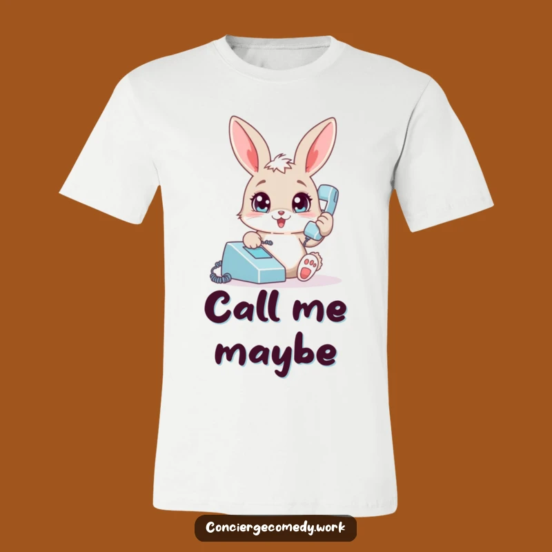 Funny Bunny Phone Talk Tee: Playful Rabbit T-Shirt, the Ultimate Funny Gift