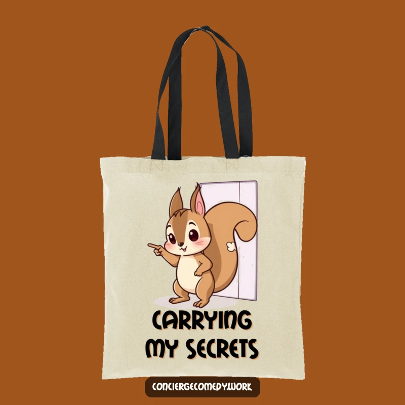 Funny Curious Squirrel Tiptoeing Tote Bag - Invisible Door Discovery Carryall