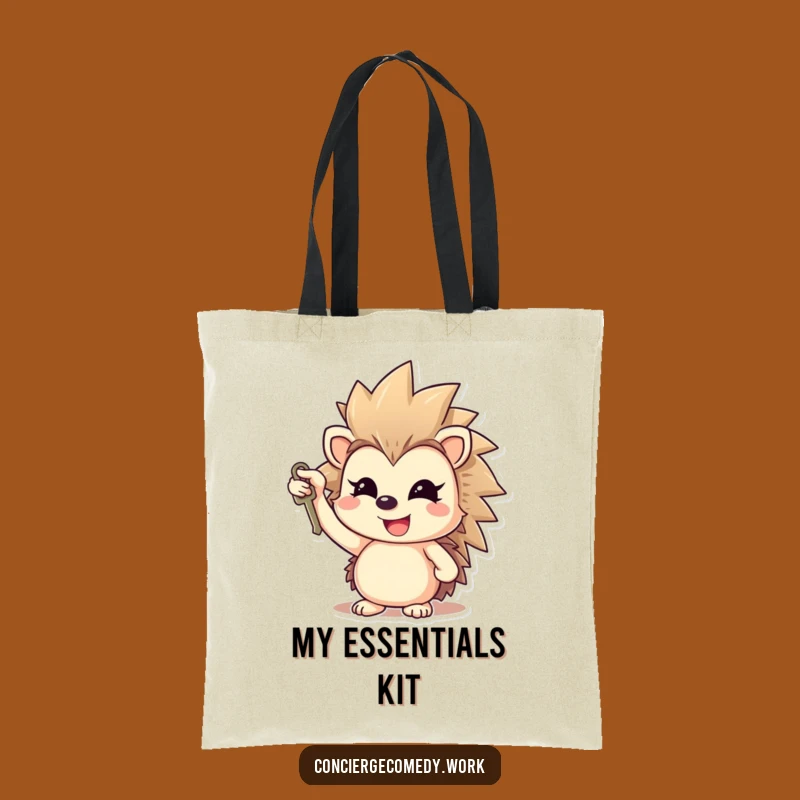 Funny Cheerful Hedgehog Tote Bag, Optimism Accessory, Ideal Funny Gift